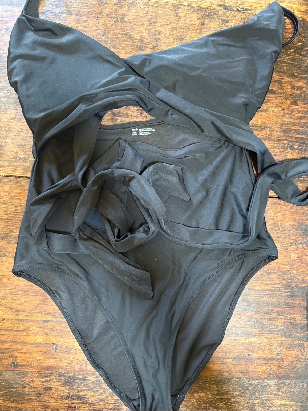 aerie Black One-Piece Swimsuit with Tie Front